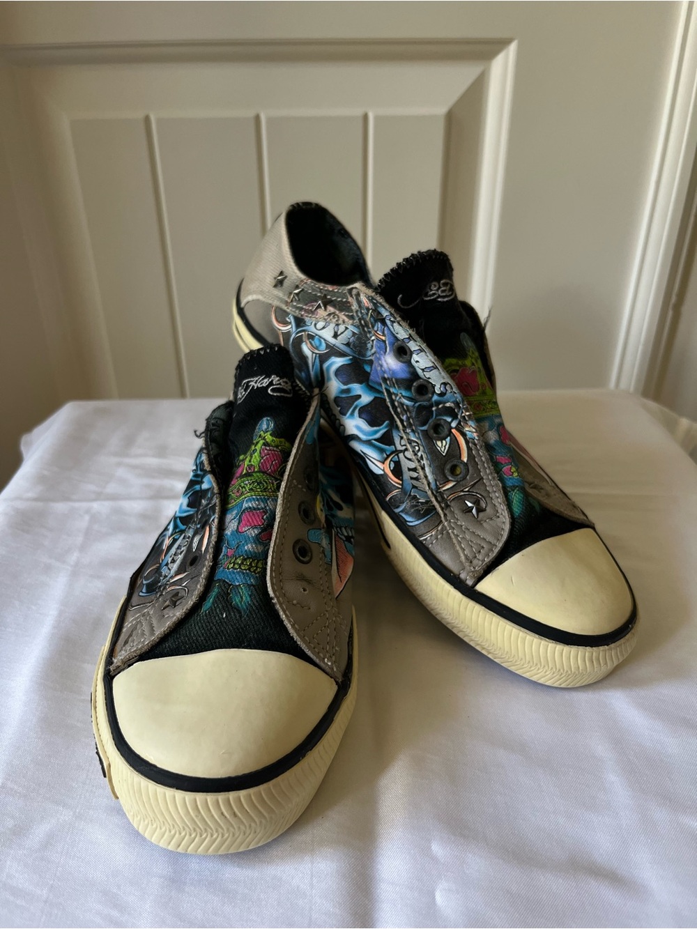 Ed Hardy Men’s Black Multicolor Skate Sneakers